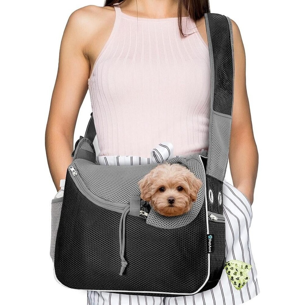 PetAmi Small Dog Sling Carrier, Soft-Sided Crossbody Puppy Carrying Purse Bag